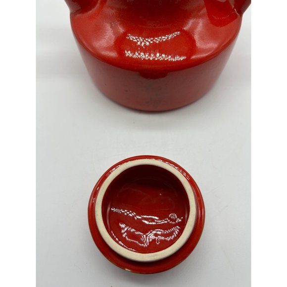 Vintage Metlox Pottery Poppytrail Red Teapot MCM Stamped 4550/3 on base - Picture 4 of 9